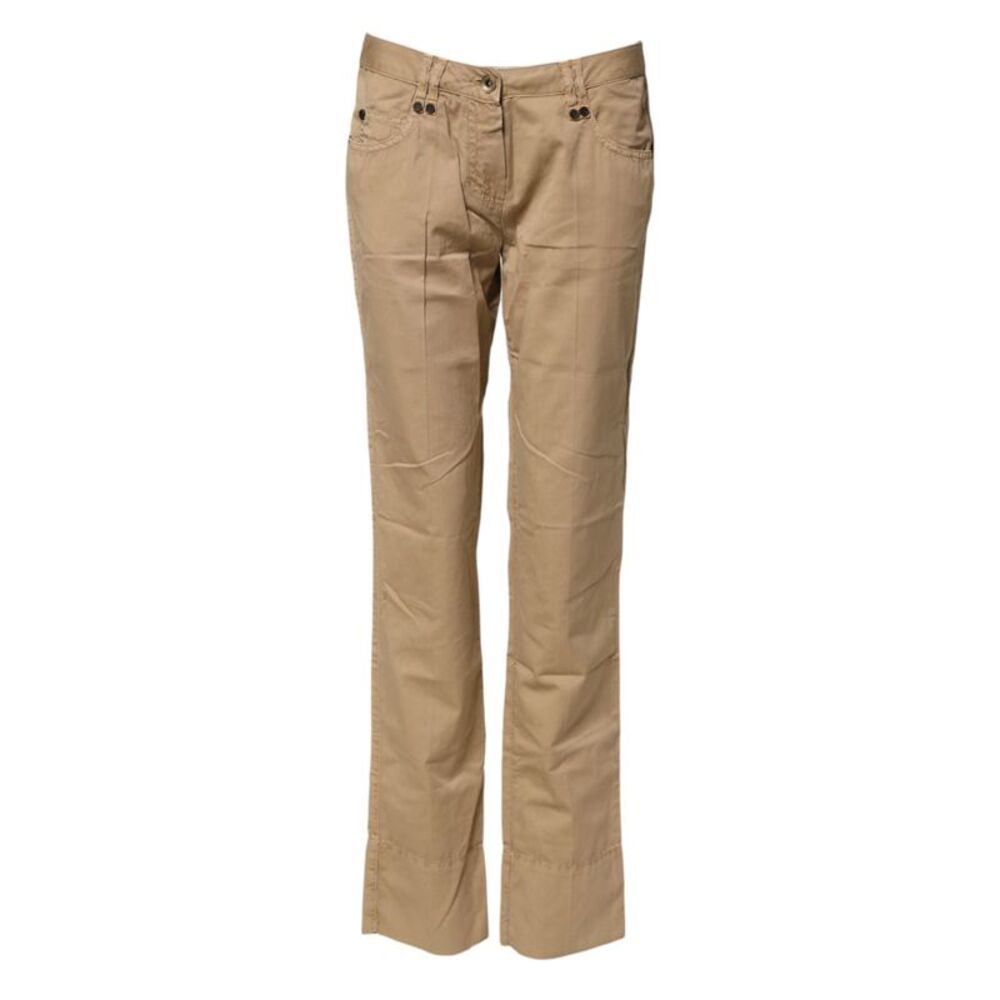 PLEIN SUD Beige Straight Cotton Stretch Chino Women's Pants